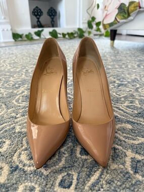 Christian Louboutin Nude Patent Pointed-Toe Pumps